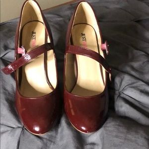 Just Fab Burgundy Chunky Heels